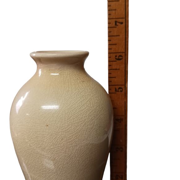 Beige Pottery Vase Rustic Art Deco Distressed 6" Vintage Decor 🌾 - Picture 14 of 14